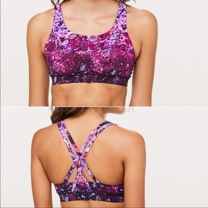 🆕 Lululemon 2 Energy Bra In Bloom Pink Rose Flower Floral Nulux NWT Sz 2